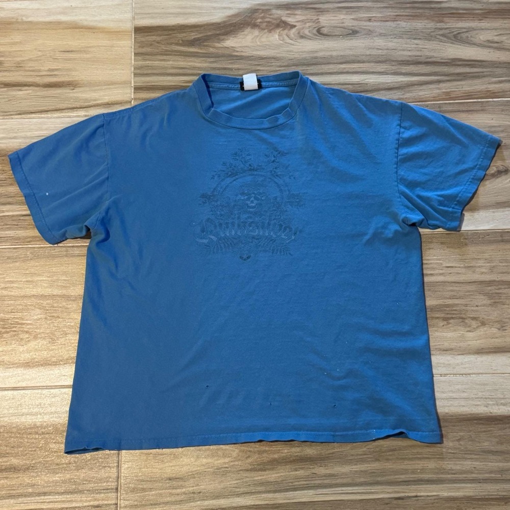 Vintage Quiksilver Graphic T-Shirt Blue Skull Crest Distressed Surf Tee Large
